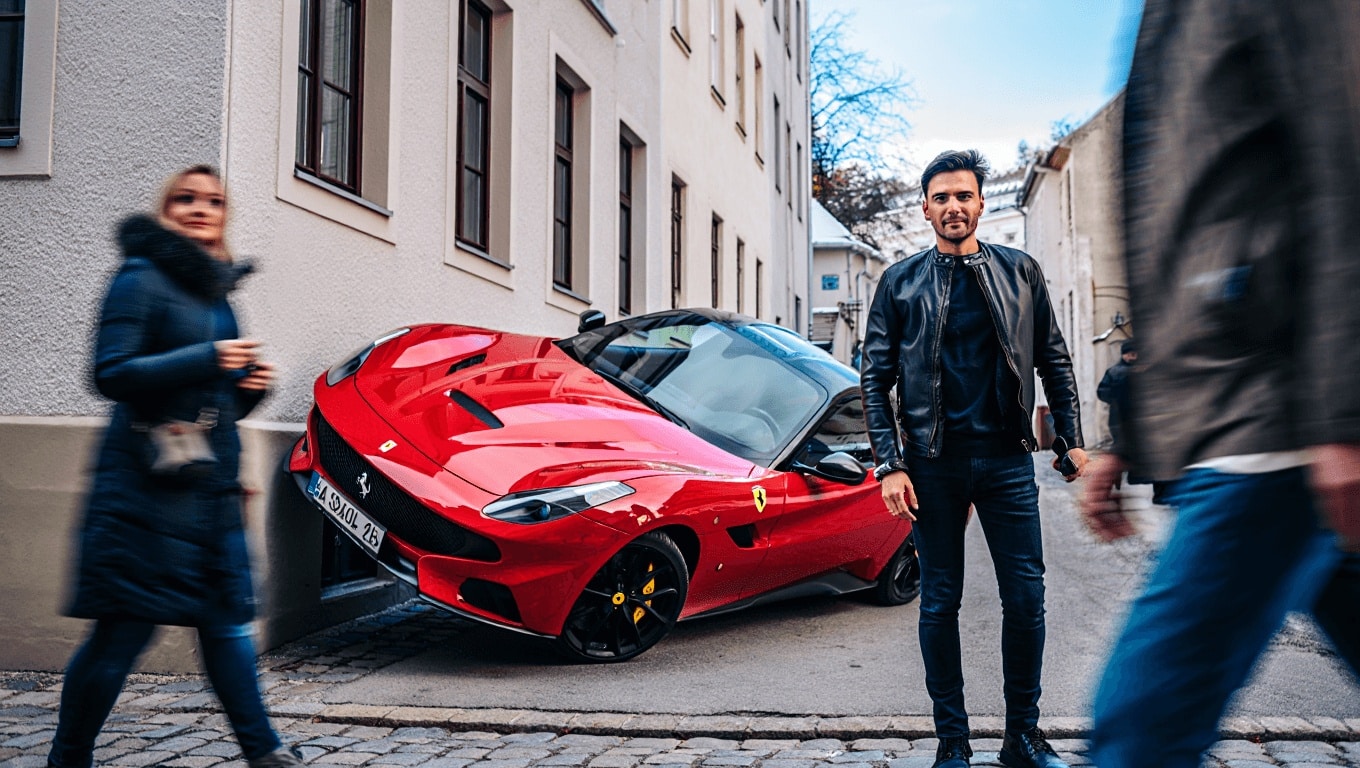 Ferrari parcheggiata sul balcone